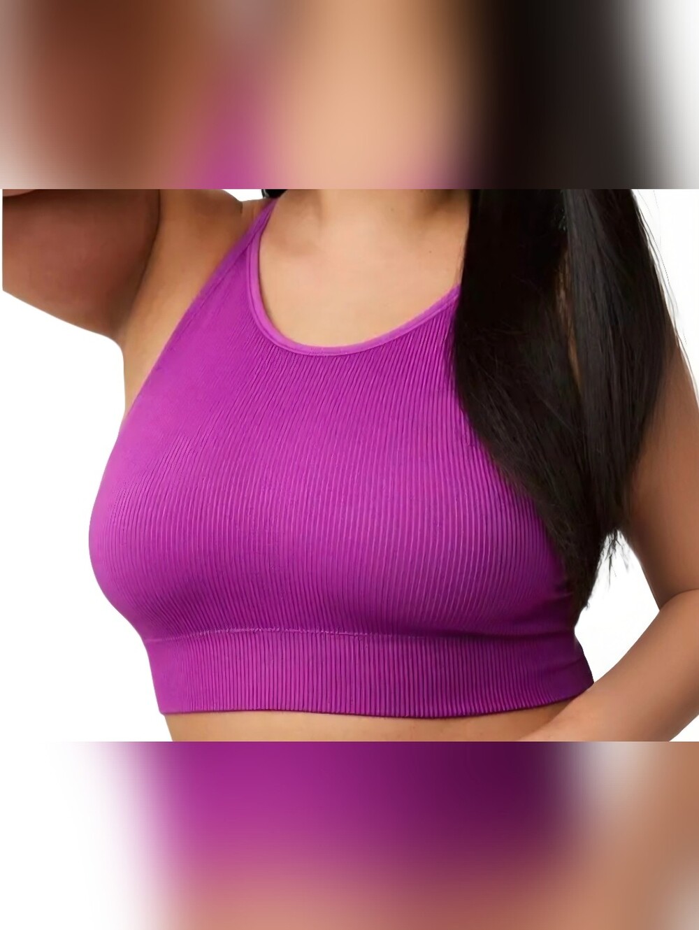 Torrid Seamless Rib High Neck Bralette Byzantium Purple - Size 3 / Plus Size 3X - Picture 6 of 17